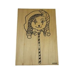 COMOTION 1998 Rubber Stamp Artist Robert Shields Collection 2549 Cat Stocking